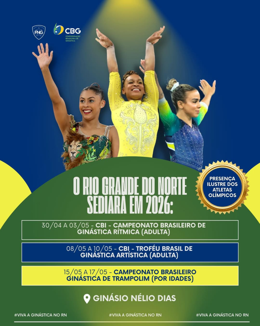 Natal vira capital da ginástica brasileira com três grandes competições nacionais