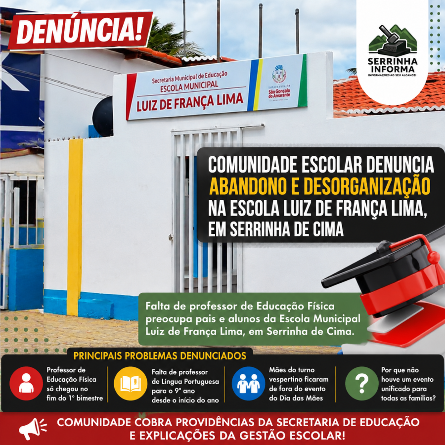 Comunidade escolar denuncia falta de professores e exclusão em evento na Escola Luiz de França Lima