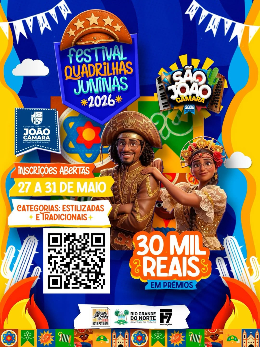 João Câmara abre inscrições para Festival de Quadrilhas Juninas 2026 com R$ 30 mil em premiação