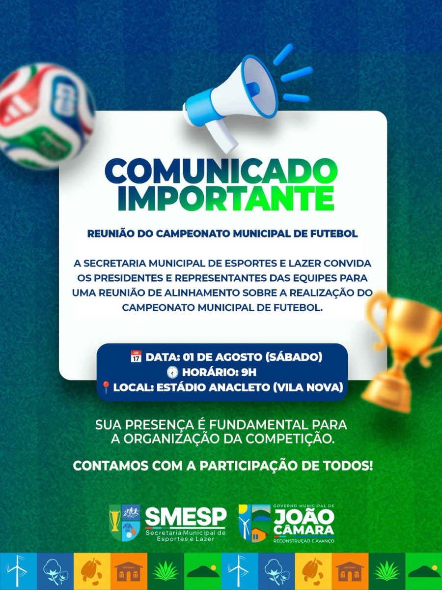 Secretaria de Esportes convoca dirigentes para reunião de alinhamento do Campeonato Municipal de Futebol