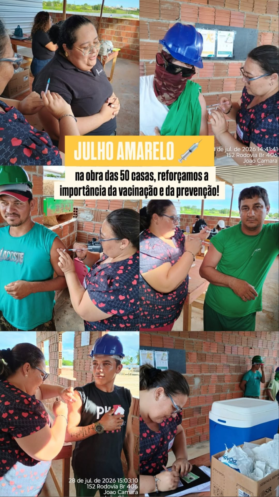 Campanha Julho Amarelo leva vacinação e prevenção aos trabalhadores das 50 casas