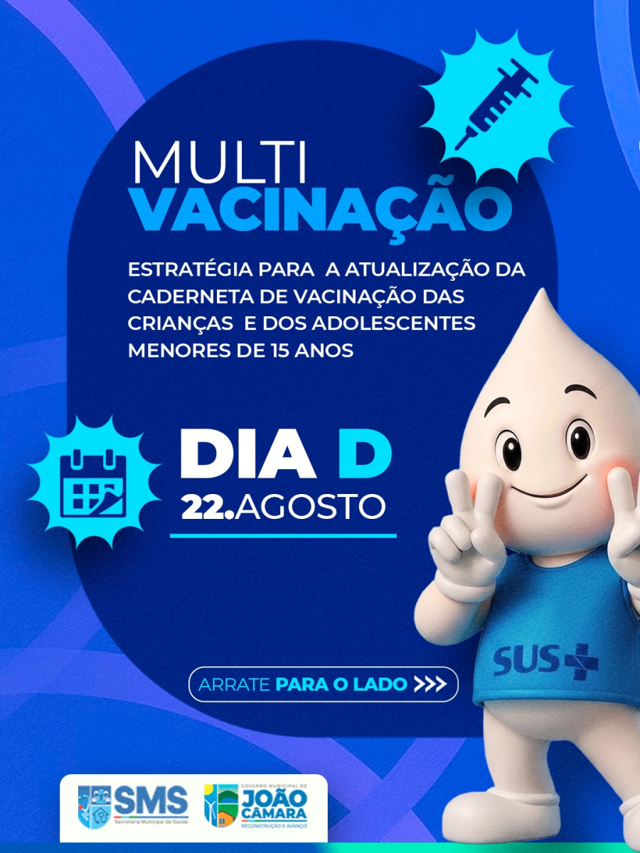 João Câmara terá Dia D da Multivacinação para crianças e adolescentes no dia 22 de agosto