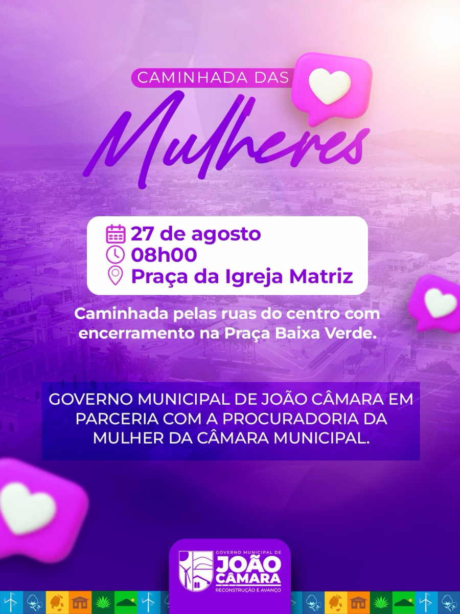 João Câmara realiza Caminhada das Mulheres nesta quinta-feira, 27 de agosto