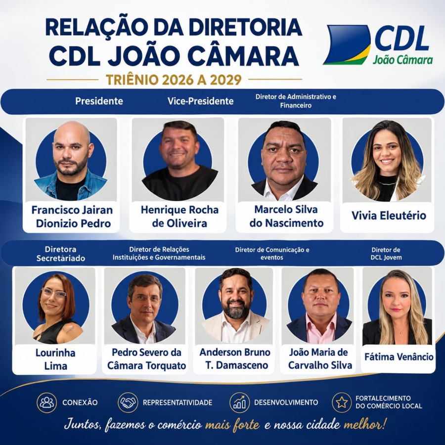 CDL de João Câmara empossa Francisco Jairan Dionizio Pedro como presidente para o triênio 2026/2029