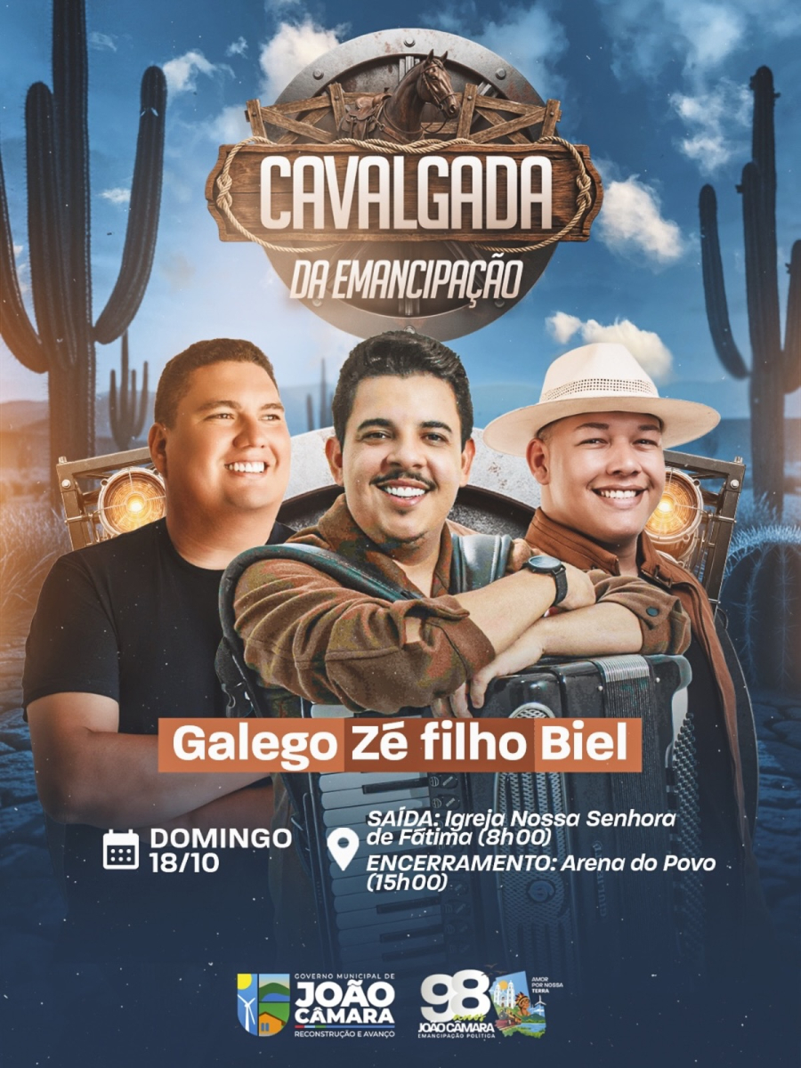Governo Municipal de João Câmara prepara Cavalgada da Emancipação com shows de Galego, Zé Filho e Biel