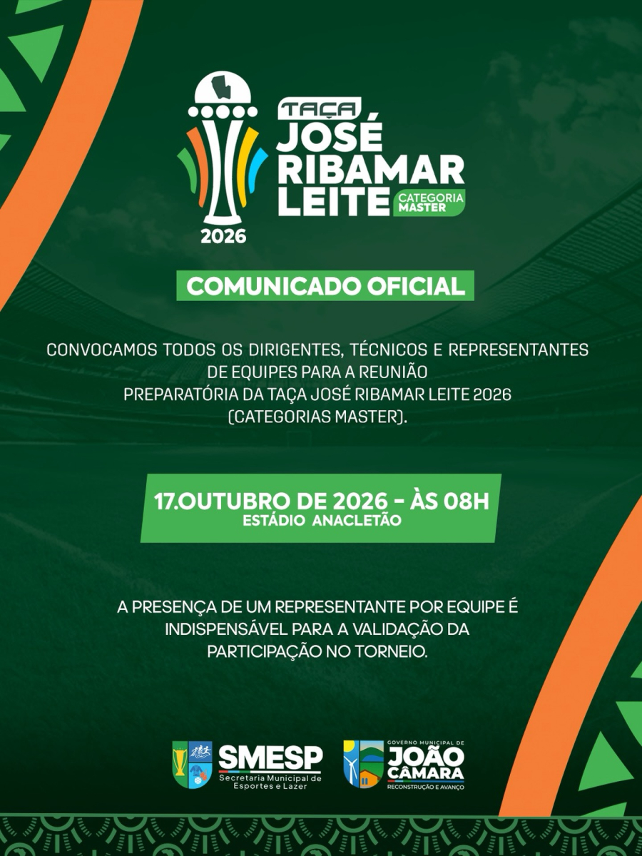 Governo Municipal convoca equipes para reunião preparatória da Taça José Ribamar Leite 2026