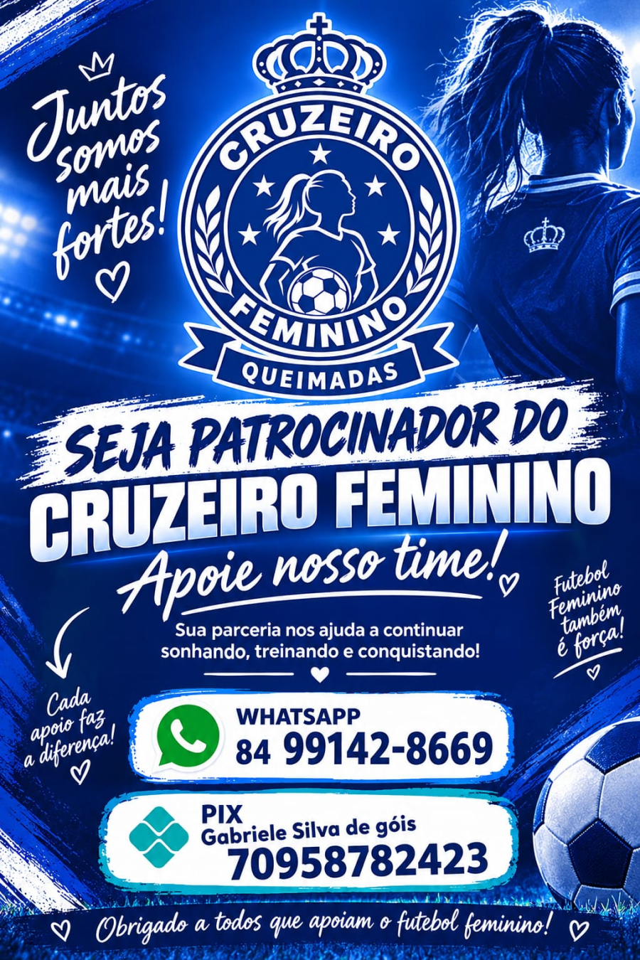 Cruzeiro Feminino de Queimadas busca patrocinadores e mobiliza comunidade para fortalecer o futebol feminino em João Câmara