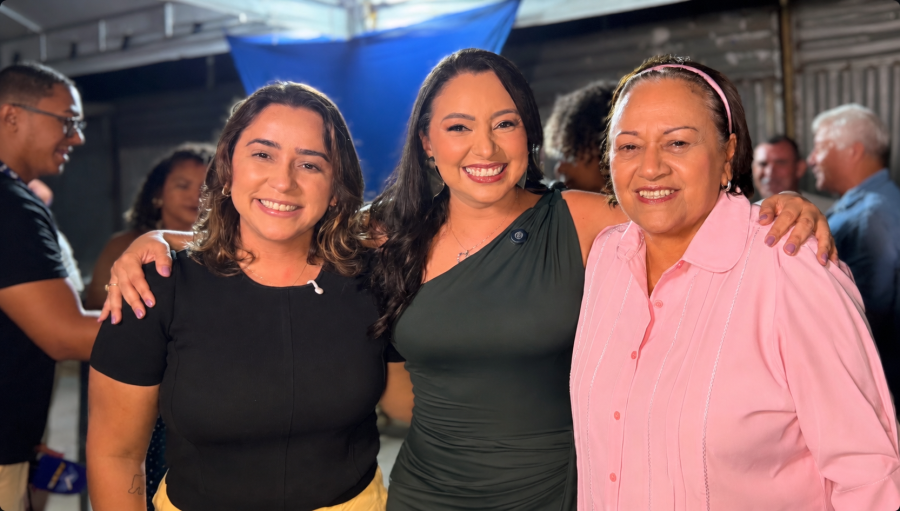 Aize Bezerra recebe governadora Fátima Bezerra e senadora eleita Samanda durante festa dos 98 anos de João Câmara